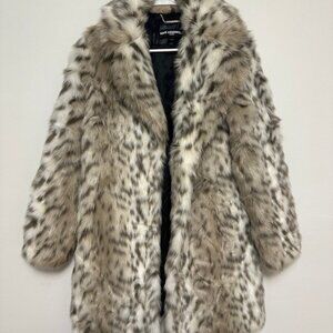 Karl Lagerfeld Faux Fur Snow Leopard Winter Coat